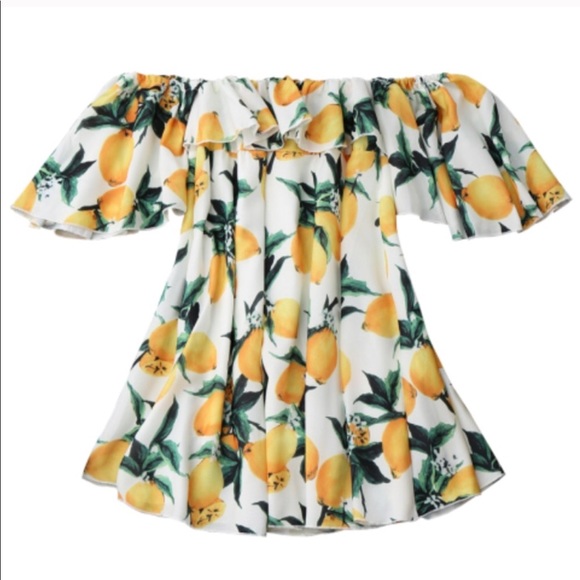 ‼️RESTOCKED‼️🍋 LEMON Print off the shoulder Dress - Picture 5 of 8